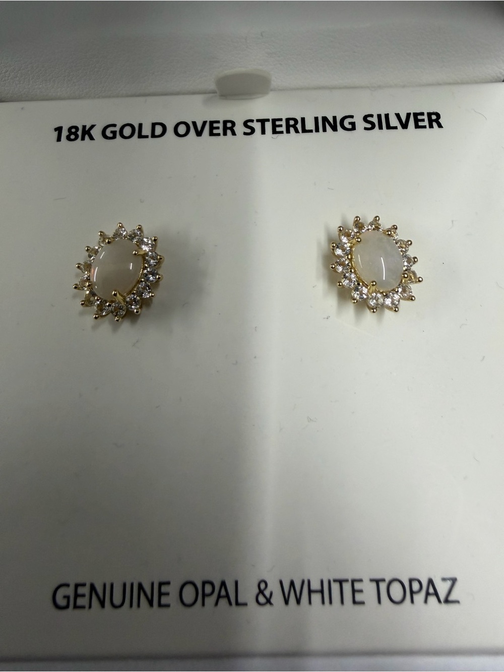 Macy's Gold Opal & White Topaz Halo Stud Earrings
